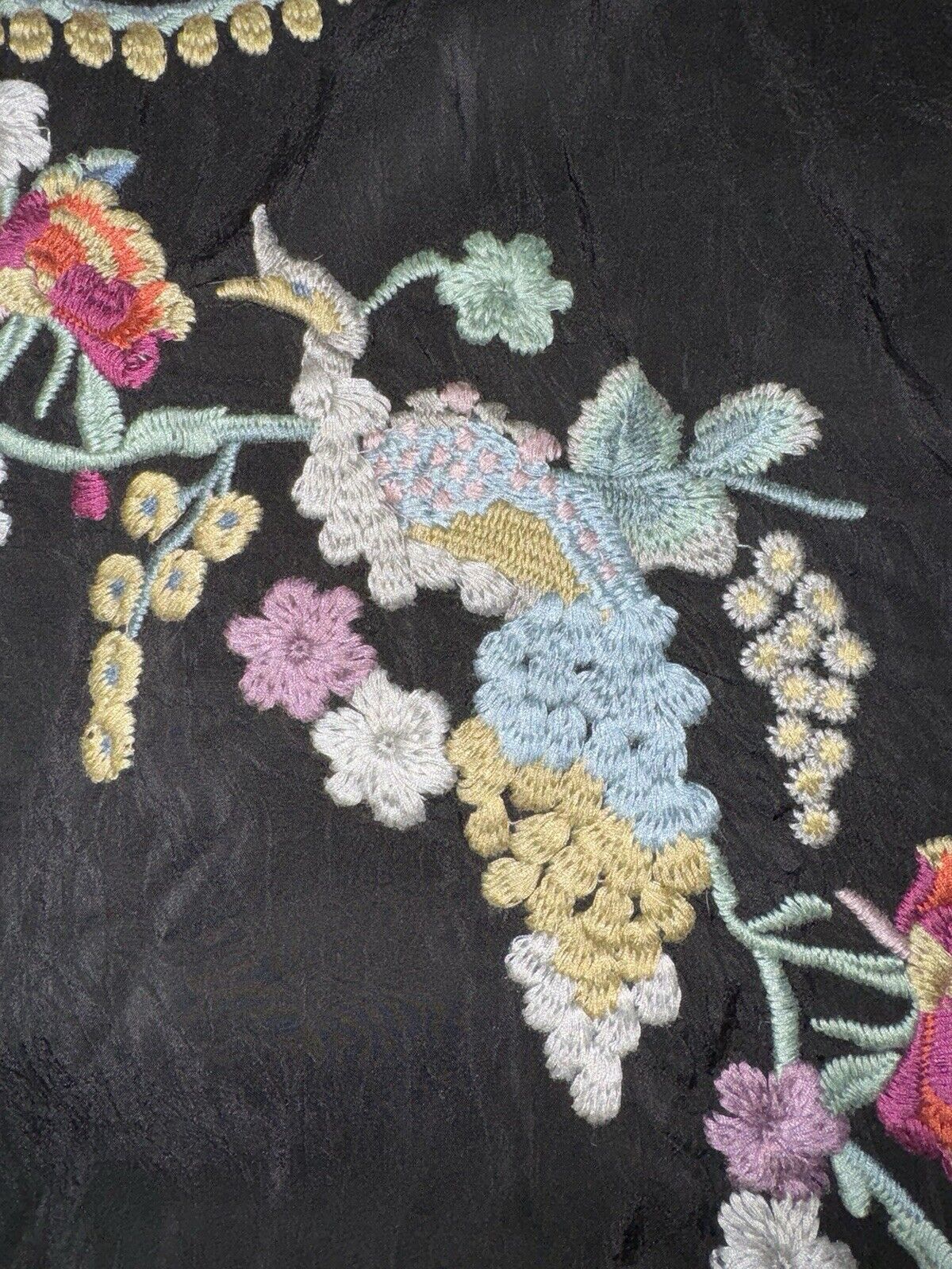 Johnny Was 3X 3XL Black Tunic Top Embroidered Peasant Blouse Floral Shirt