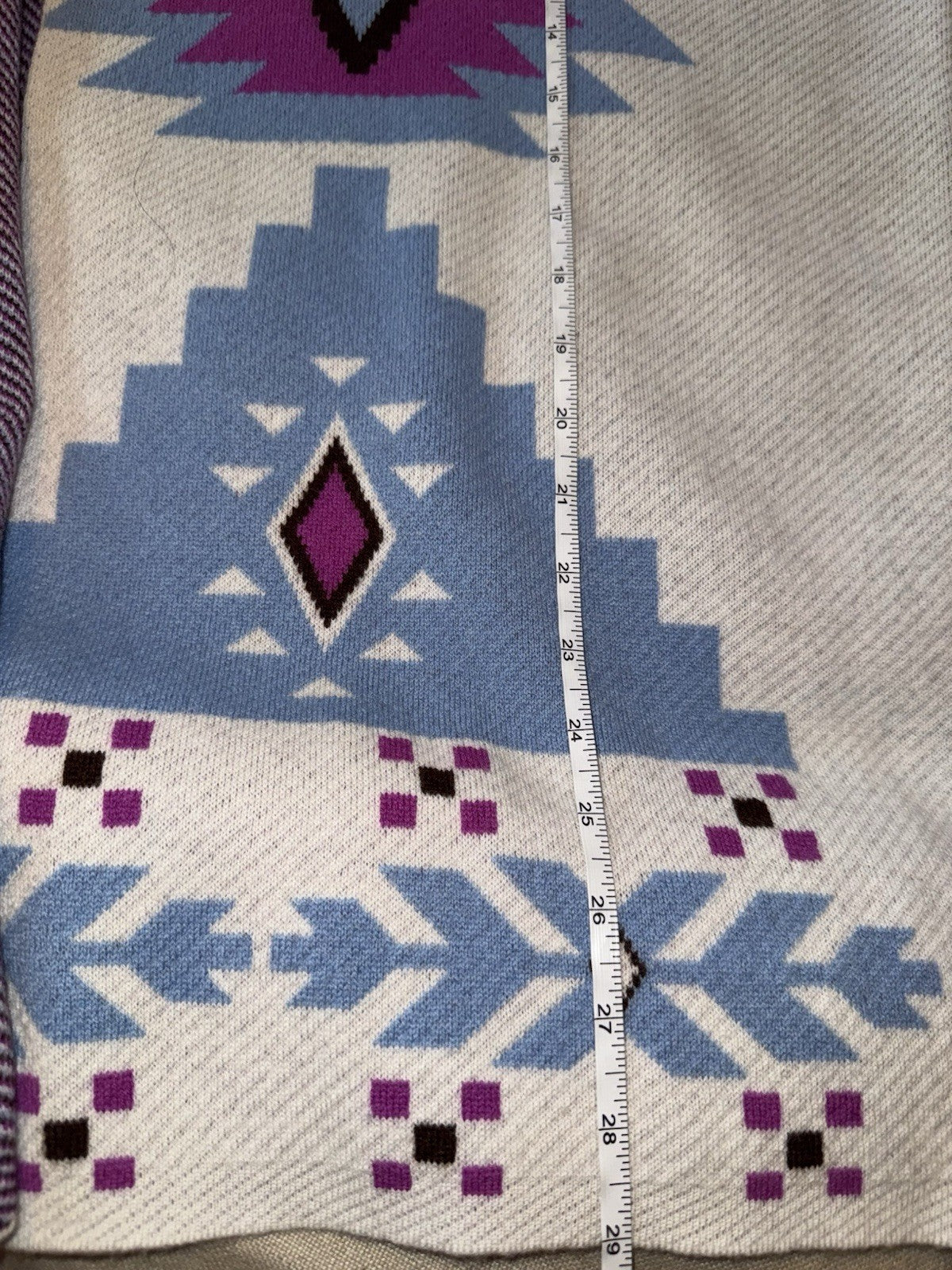 Johnny Was L White Purple & Blue Cashmere & Wool Cardigan Sweater Wrap $478 Johnny Was