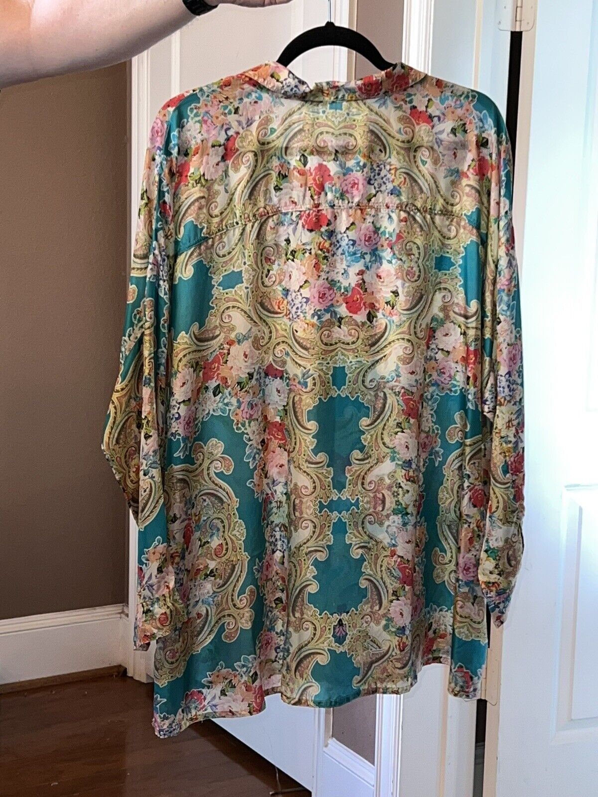 Johnny Was 100% Silk Button Up Blouse Top Tunic Sz 1X XL