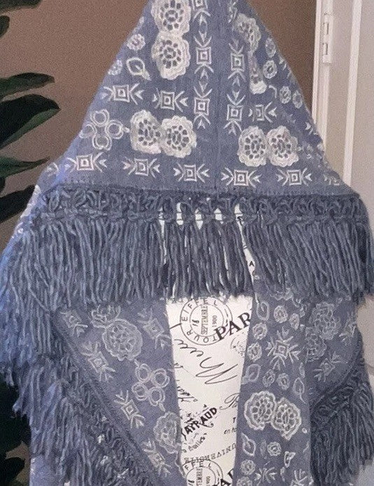 Johnny Was M Sweater Hoodie Coat Jacket Wrap Pockets Fringe Embroidered Johnny Was