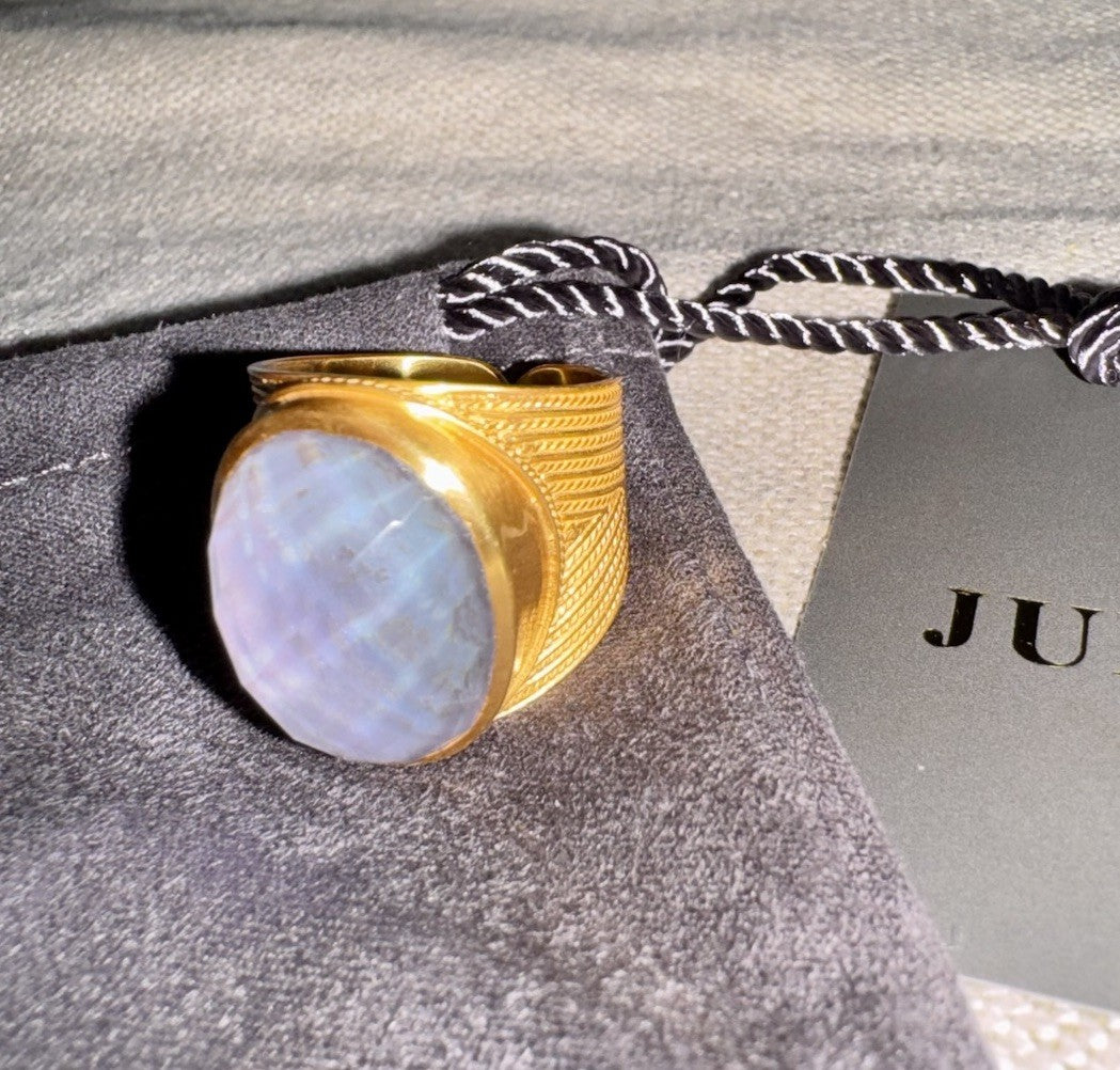 Julie Vos 8 Iridescent Heather Lavender Statement Ring ADJUSTABLE 24K Plated Julie Vos