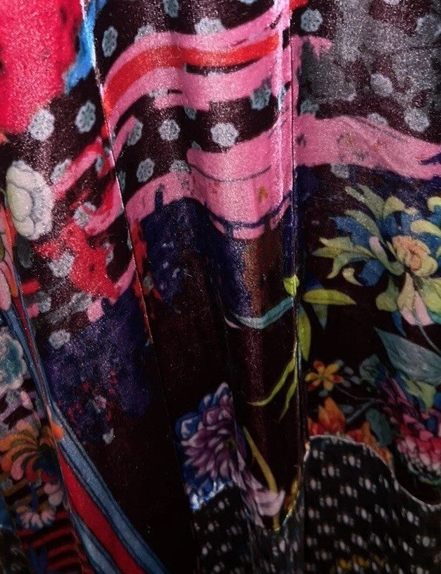 Johnny Was XXL Plus Velvet Kimono Wrap Jacket Duster Rich Colors BOHO Johnny Was