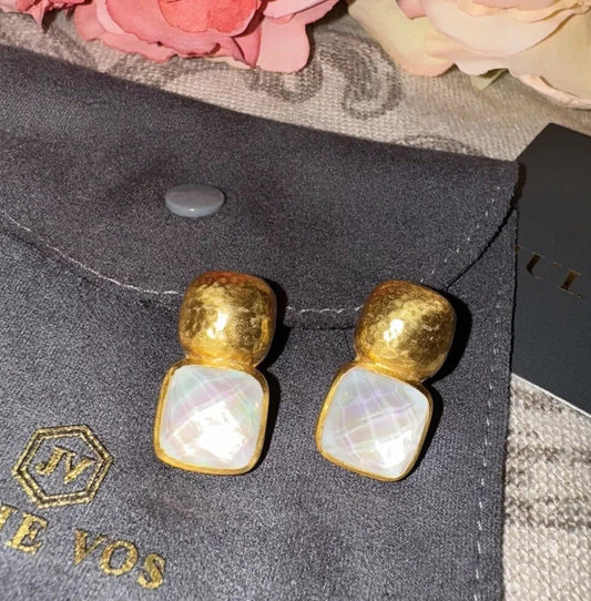 Julie Vos Iridescent Clear Crystal 24k Gold Plated Stud Earrings Julie Vos