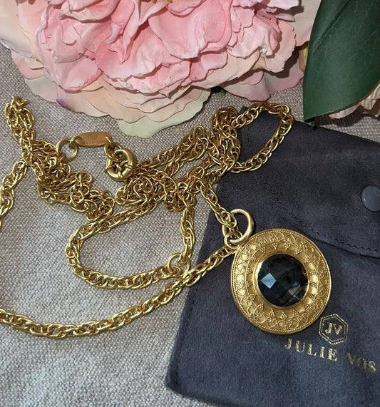 Julie Vos REVERSIBLE Statement Necklace Labradorite & PEARL Pendant Chain Julie Vos