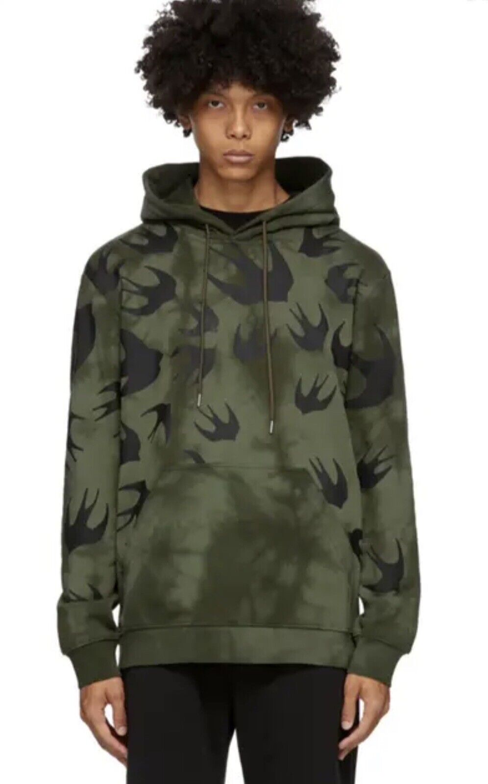 McQ Alexander McQueen Green Tie-Dye Swallows Hoodie Sweatshirt Swarm NWOT $440