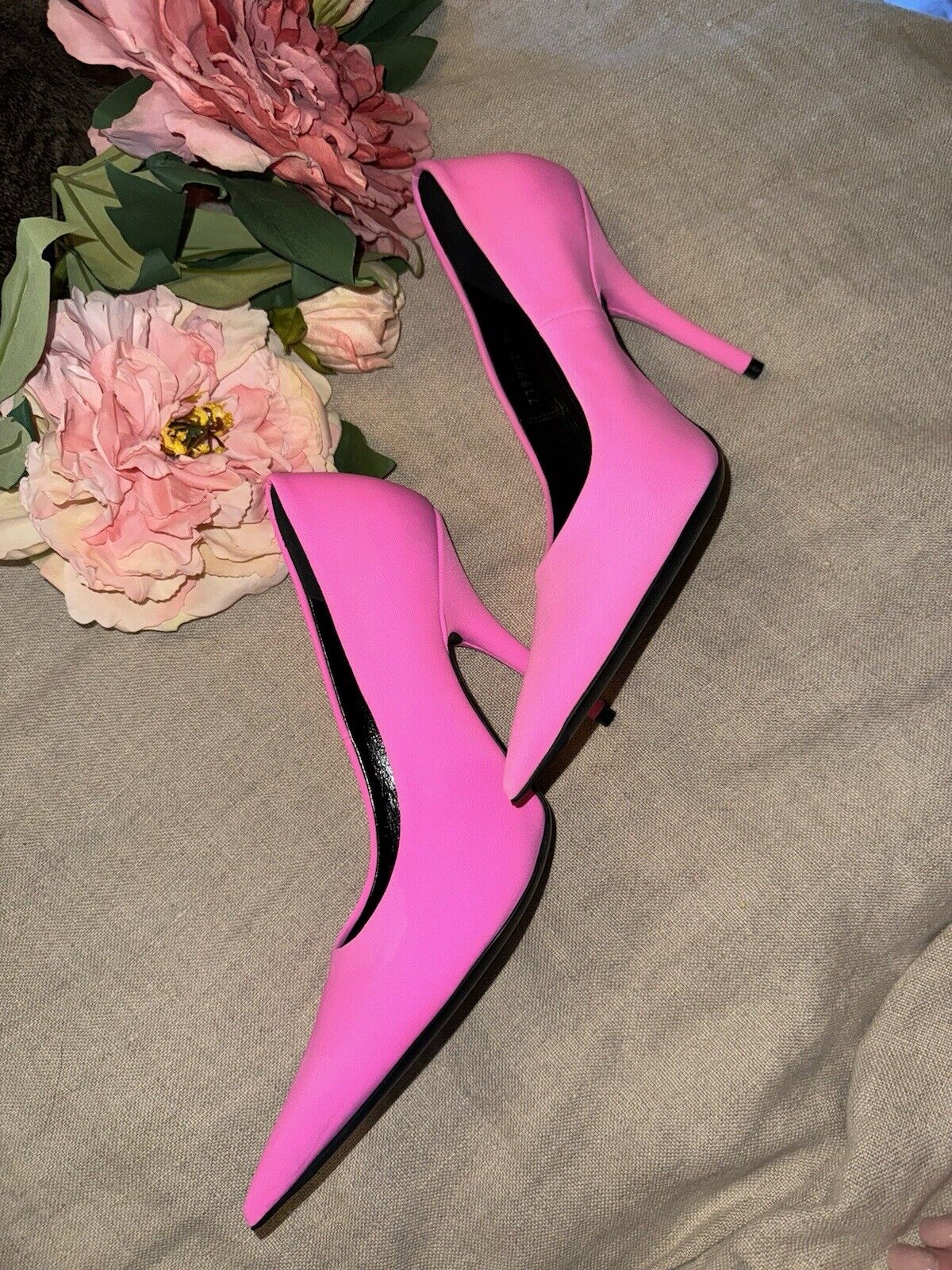 $976 Balenciaga Women's Pink Knife Stretch Stiletto Pump Heels Shoes Sz 37 US 7