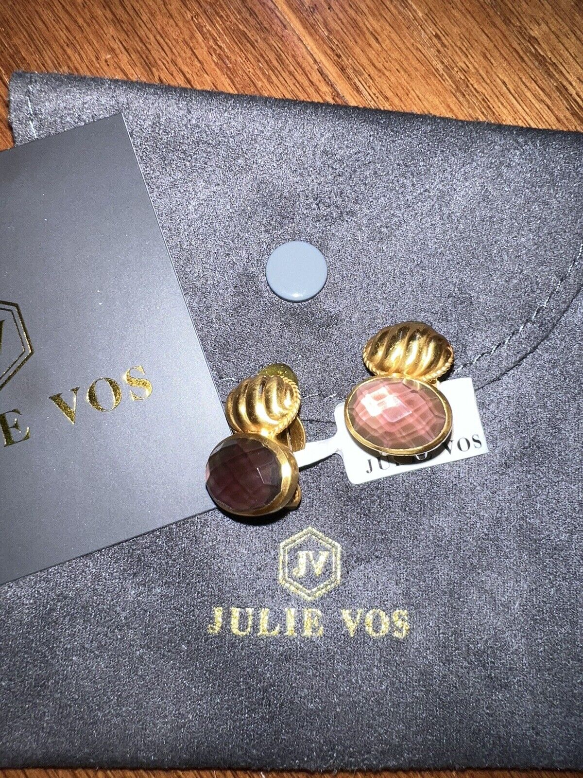 Julie Vos Clip On Earrings  Rose/Fushia  Statement Pieces