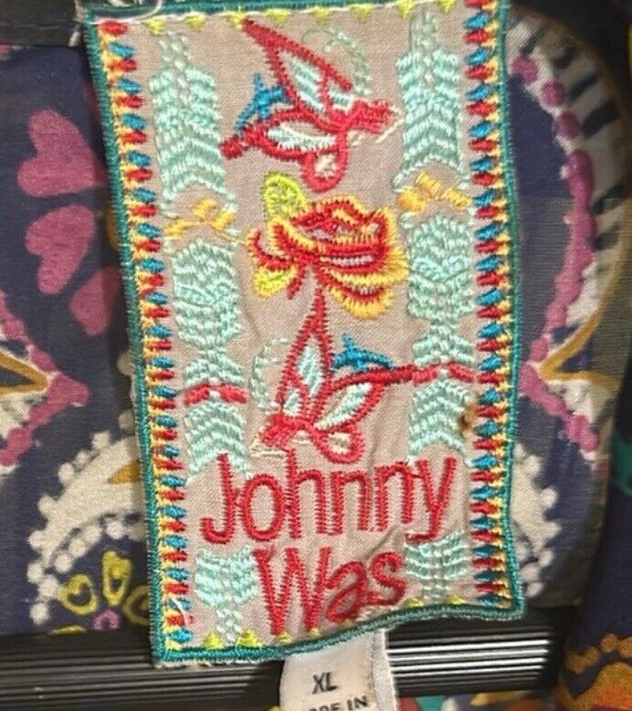 Johnny Was 100% Silk Kimono XL 1X Embroider Jewel Tone Pockets STUNNING