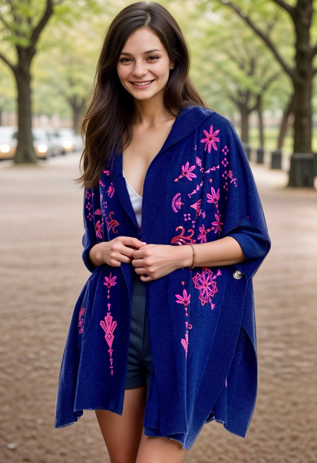 Johnny Was O/S Cashmere Hooded Poncho Wrap Cape Shawl Cardigan One Size $528 Ret Johnny Was