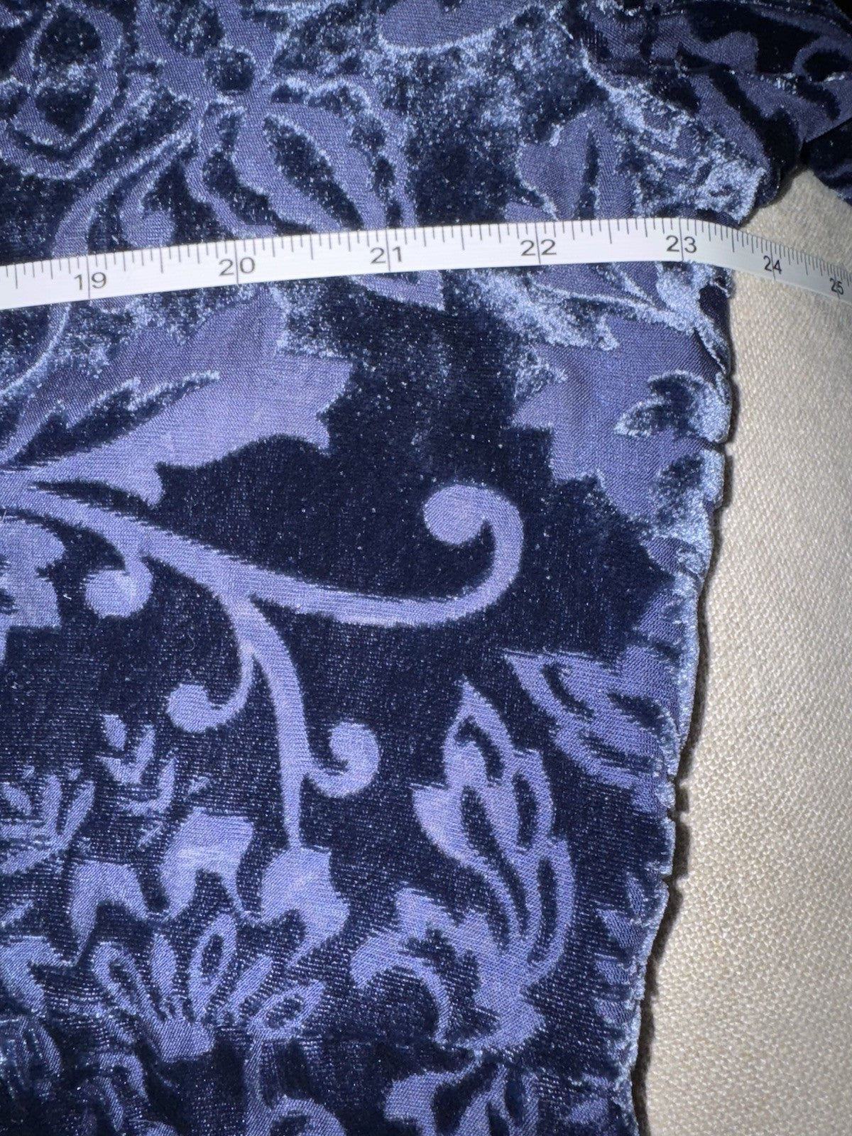 Johnny Was XL Midnight Blue Velvet Burnout Shift MIDI Dress Lightweight Johnny Was