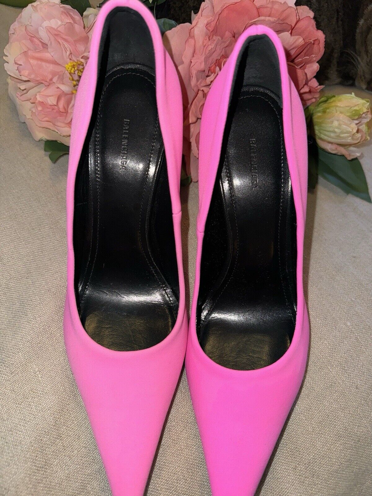 $976 Balenciaga Women's Pink Knife Stretch Stiletto Pump Heels Shoes Sz 37 US 7