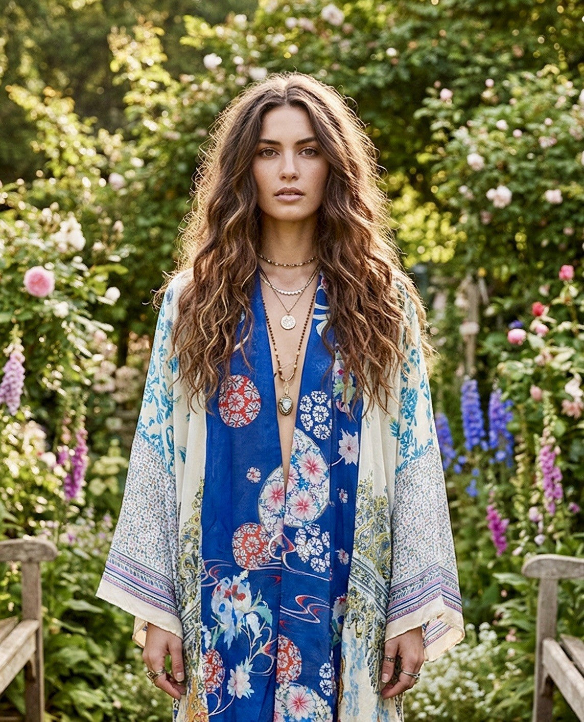 Johnny Was L Large 100% Silk Kimono Lightweight Cool Jacket Wrap Cardigan BOHO Johnny Was