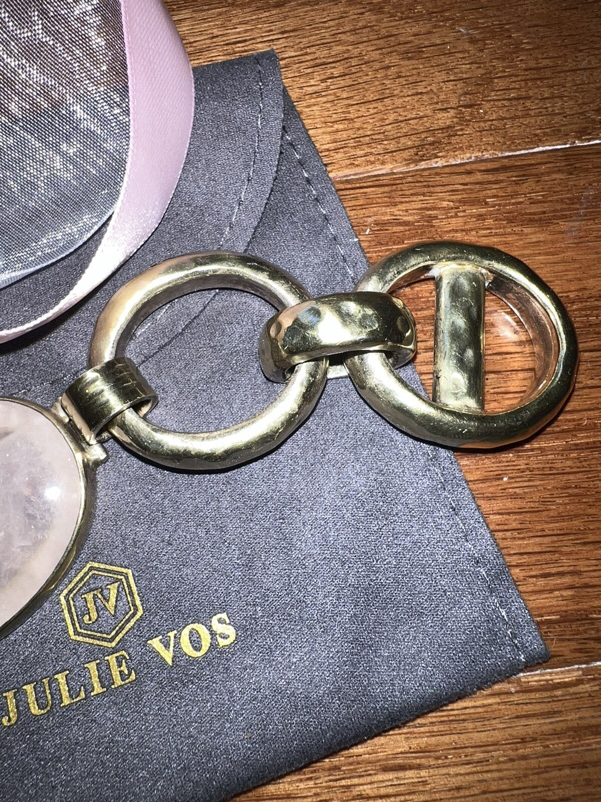 Julie Vos Pink Large Link Bracelet 24K Plate Over 925 Silver Rose Quartz Toggle Julie Vos