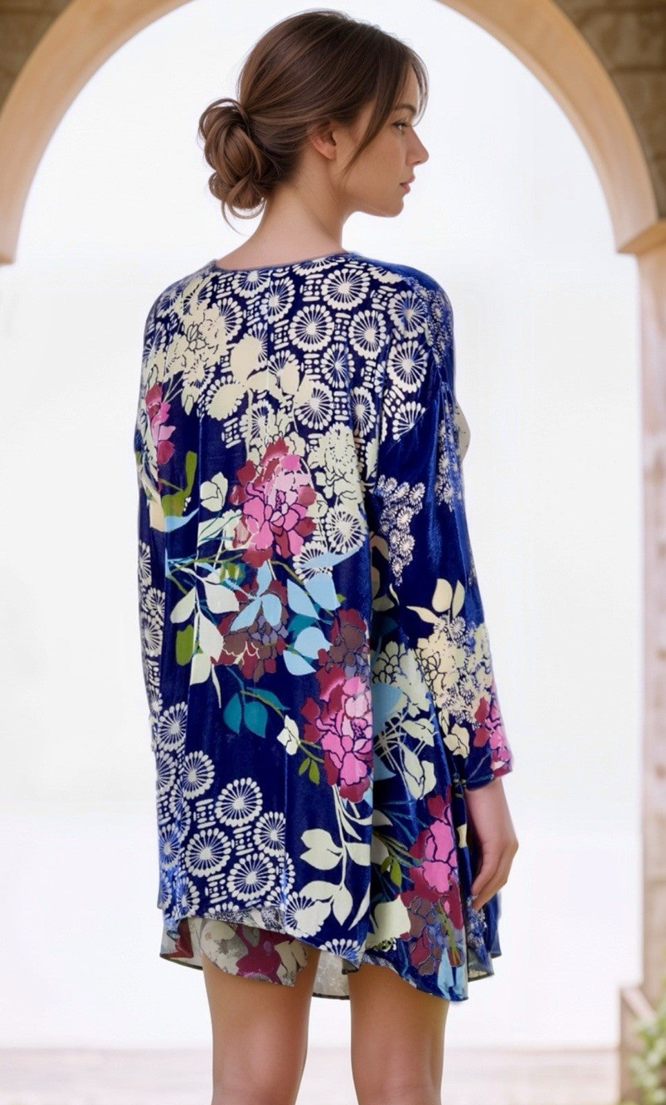 Johnny Was 2X Plus Blue Burnout Velvet Button Up Blouse Shirt Tunic Top Johnny Was