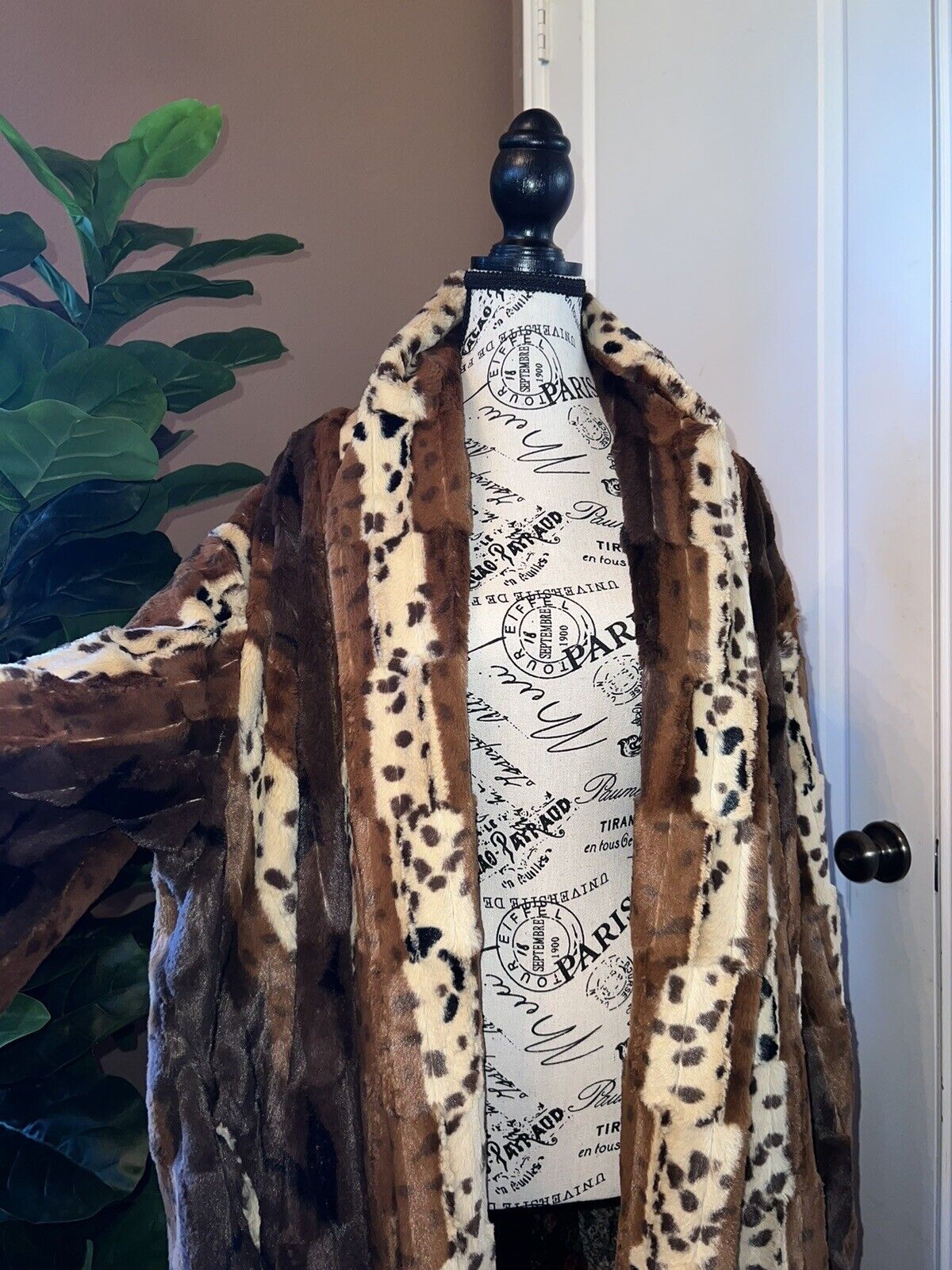 Johnny Was Faux Fur Patchwork Coat Jacket Wrap Sz 3x 3xl Silk Lining