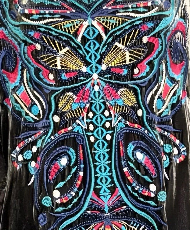 Johnny Was L Large Grey Velvet Butterfly Tunic Top Mini Dress Embroidered Johnny Was