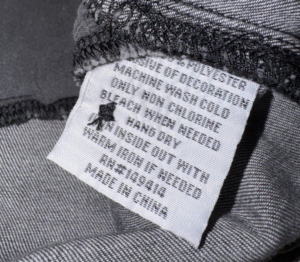 Johnny Was L Denim Chore Jacket Shacket Coat Black Grey Wash Embroidered Johnny Was