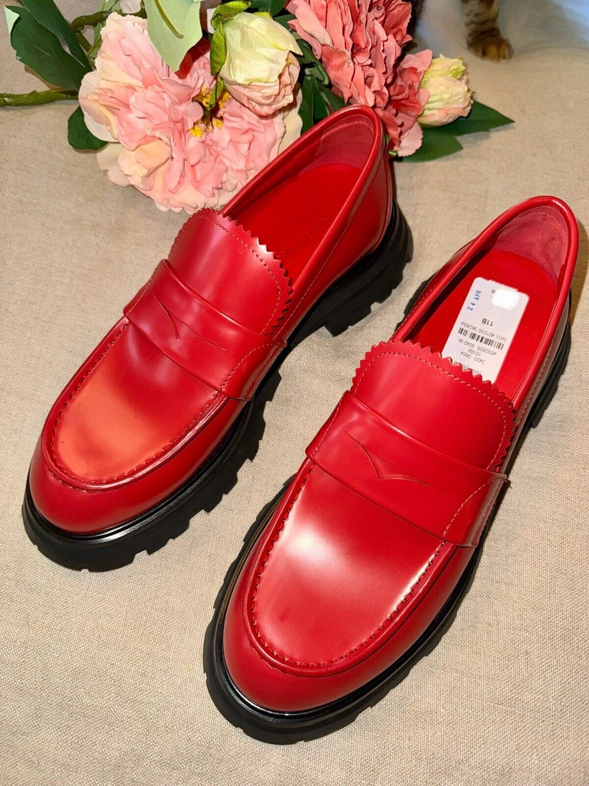 Alexander McQueen Wander Women's Red Leather Platform Loafer Shoes IT 41 / US 11