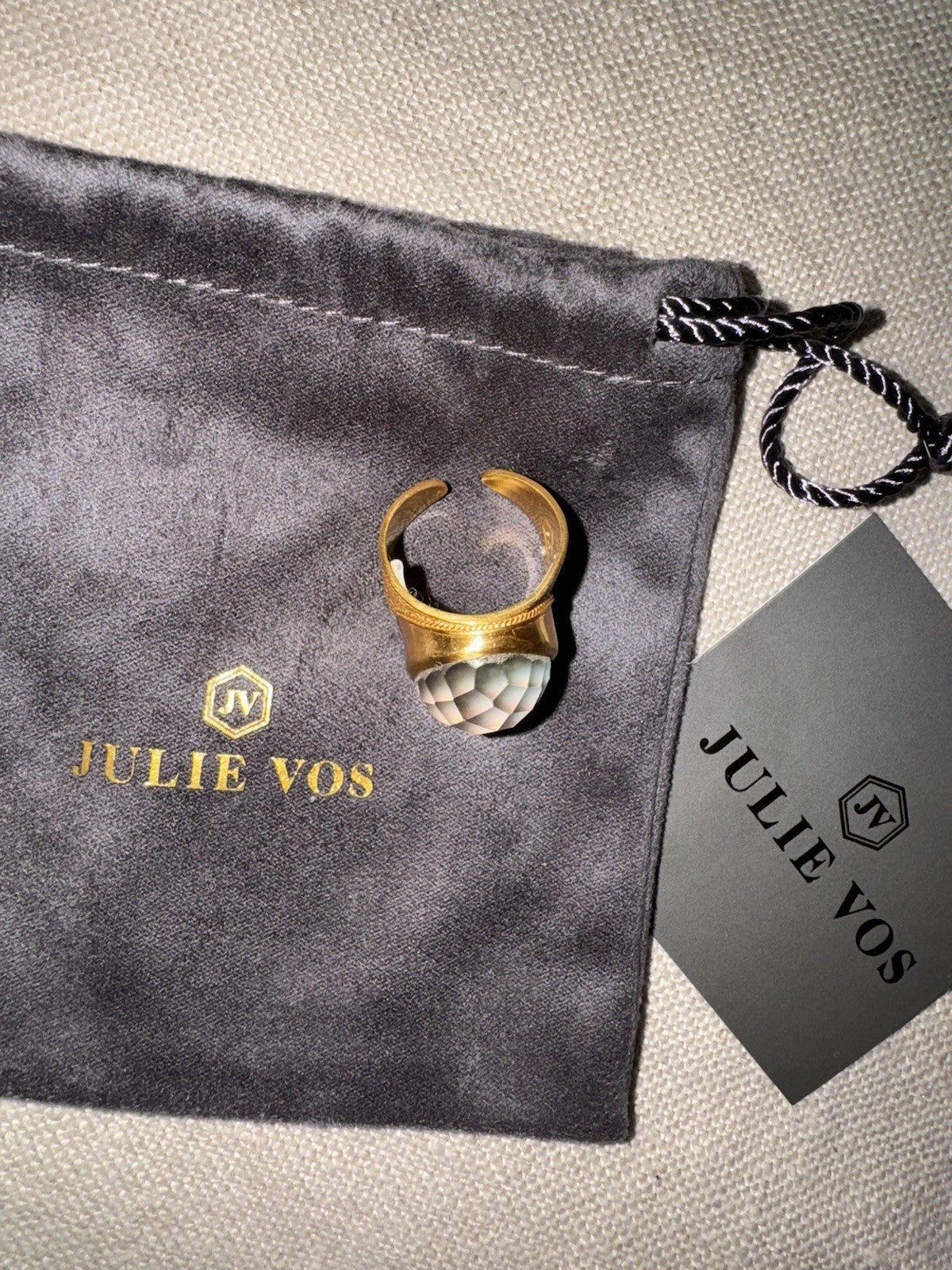 Julie Vos 7 Iridescent Heather Lavender Statement Ring ADJUSTABLE 24K Plated Julie Vos