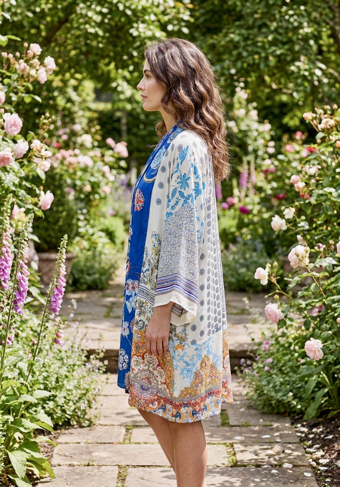 Johnny Was Pl Petite Large 100% Silk Kimono Wrap Jacket Cardigan FLAWS READ Johnny Was