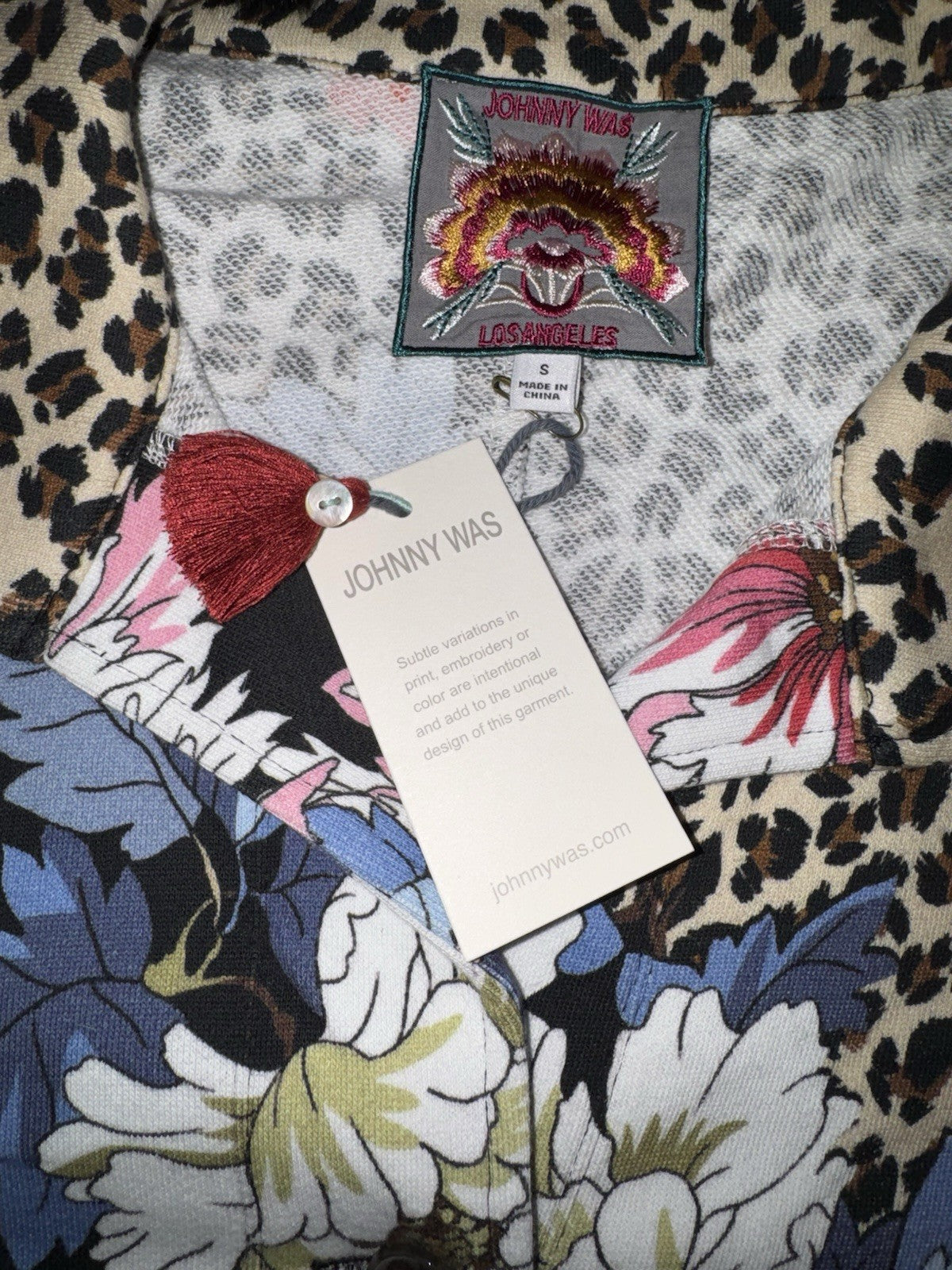 Johnny Was S Military Jacket Coat Animal Print & Floral Button Up Soft Johnny Was