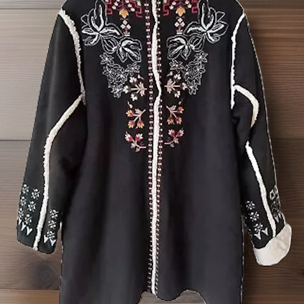 Johnny Was 2X Faux Suede Sherpa Coat Jacket Wrap Shearling Lined BOHO Johnny Was