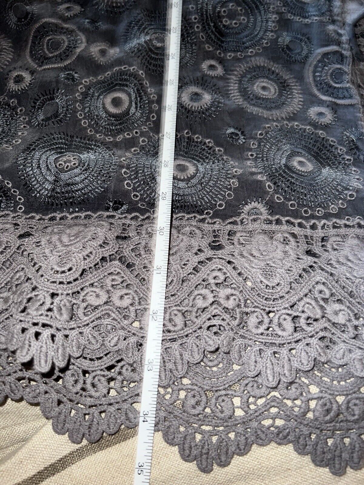 Johnny Was Sz XXL 2X Grey Kimono Duster Embroidered Wrap Eyelet Lace