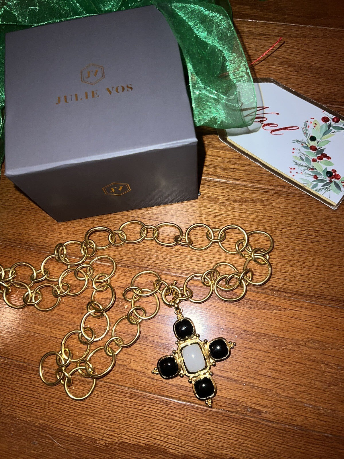 Julie Vos Large Statement Cross Long Necklace & Pendant W/ Gold Chain Julie Vos