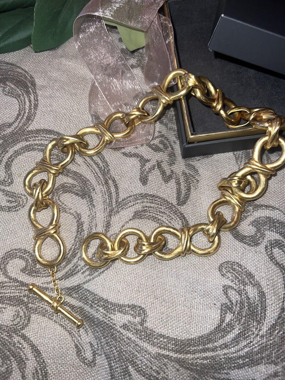 Julie Vos Statement Toggle Link Heavy Chain Necklace 24k Gold Plated