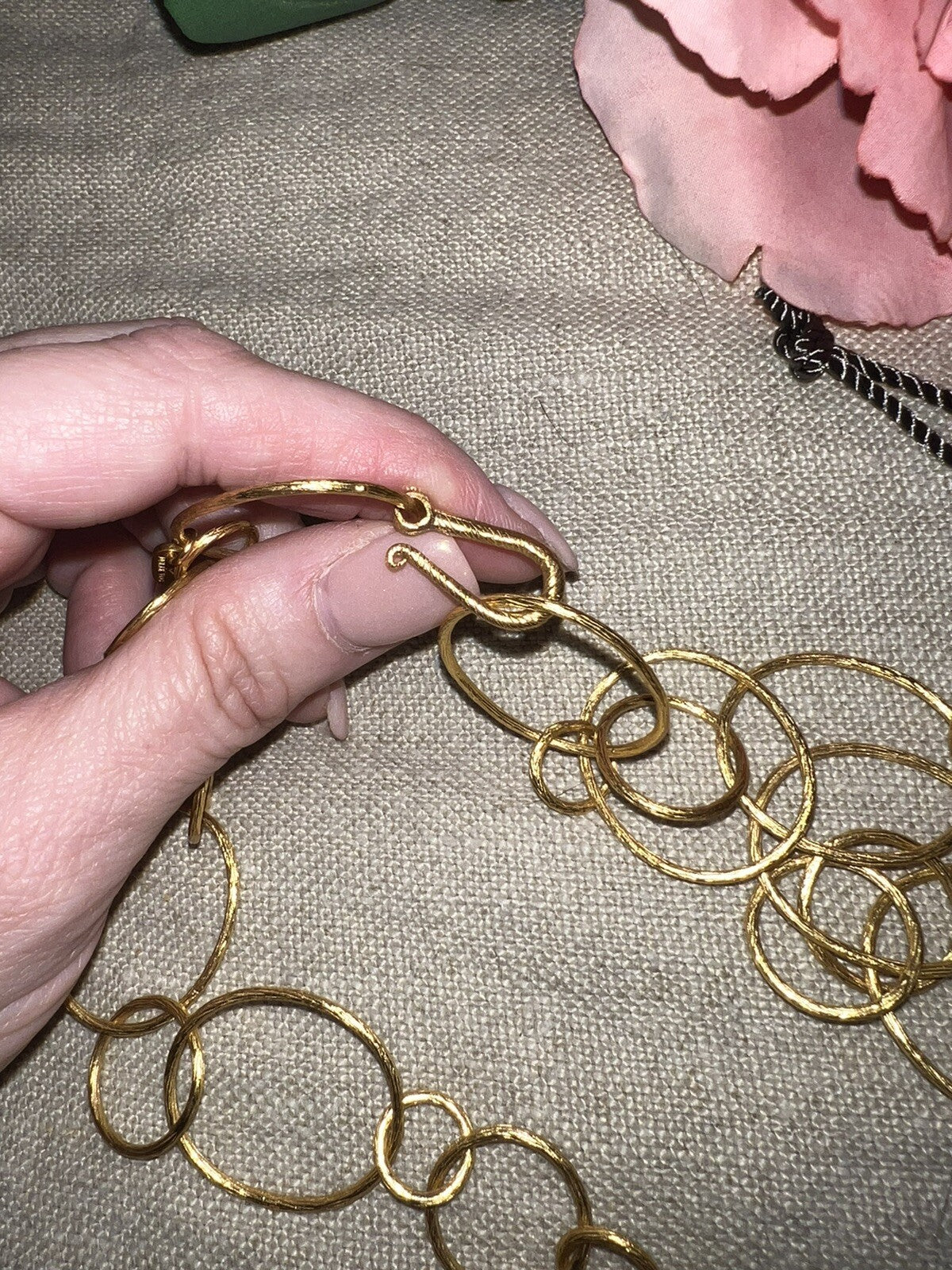 Julie Vos Long Link Necklace 36” 24k Gold Plated Julie Vos