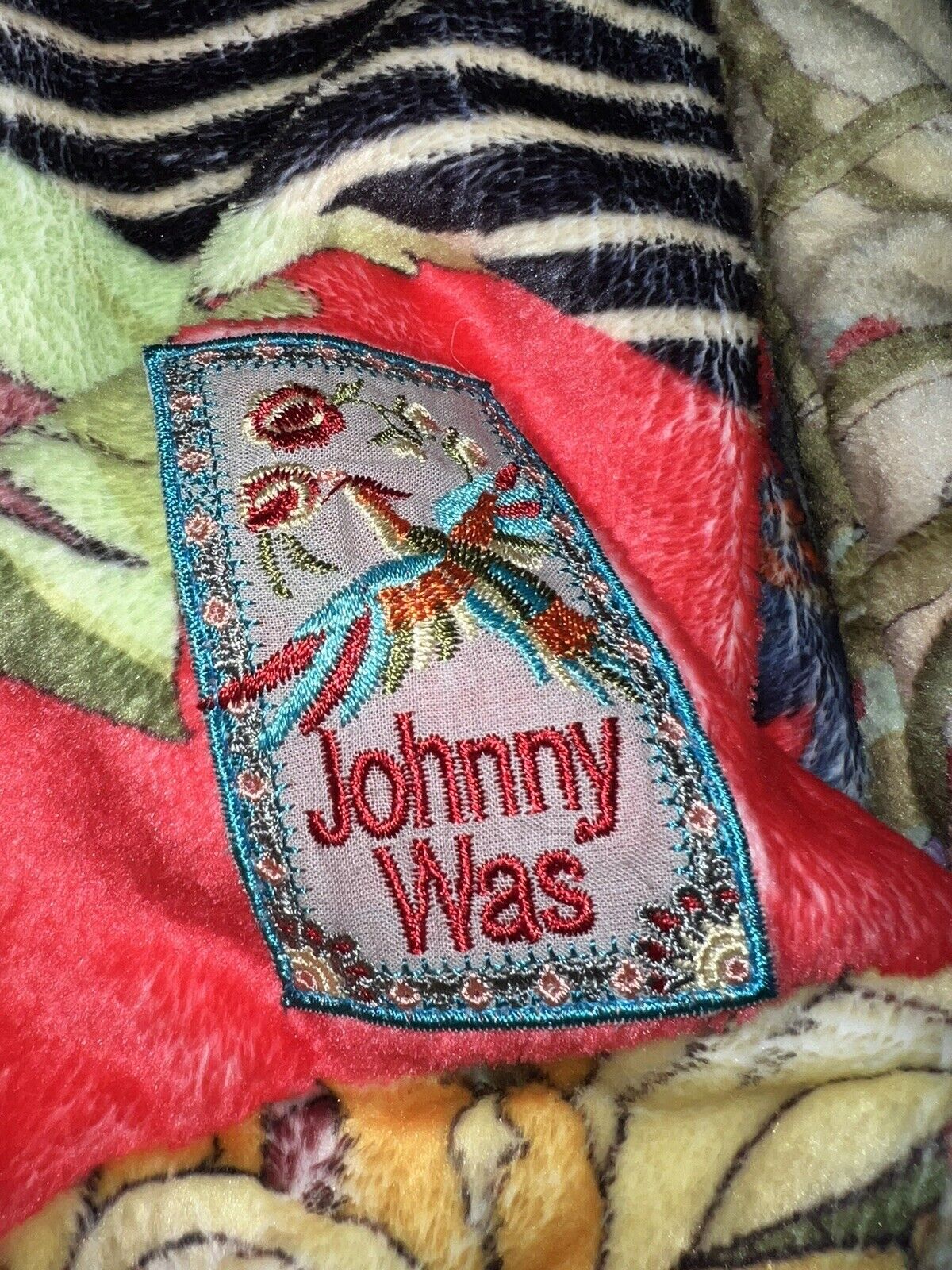 Johnny Was Drawstring Tote Bag Fleece Great Duffle