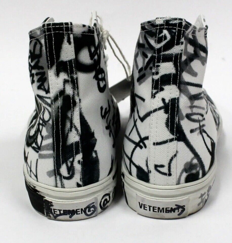 Size 39 VETEMENTS Anti-War Georgian Graffiti Hi Top Sneakers Authenticated USA