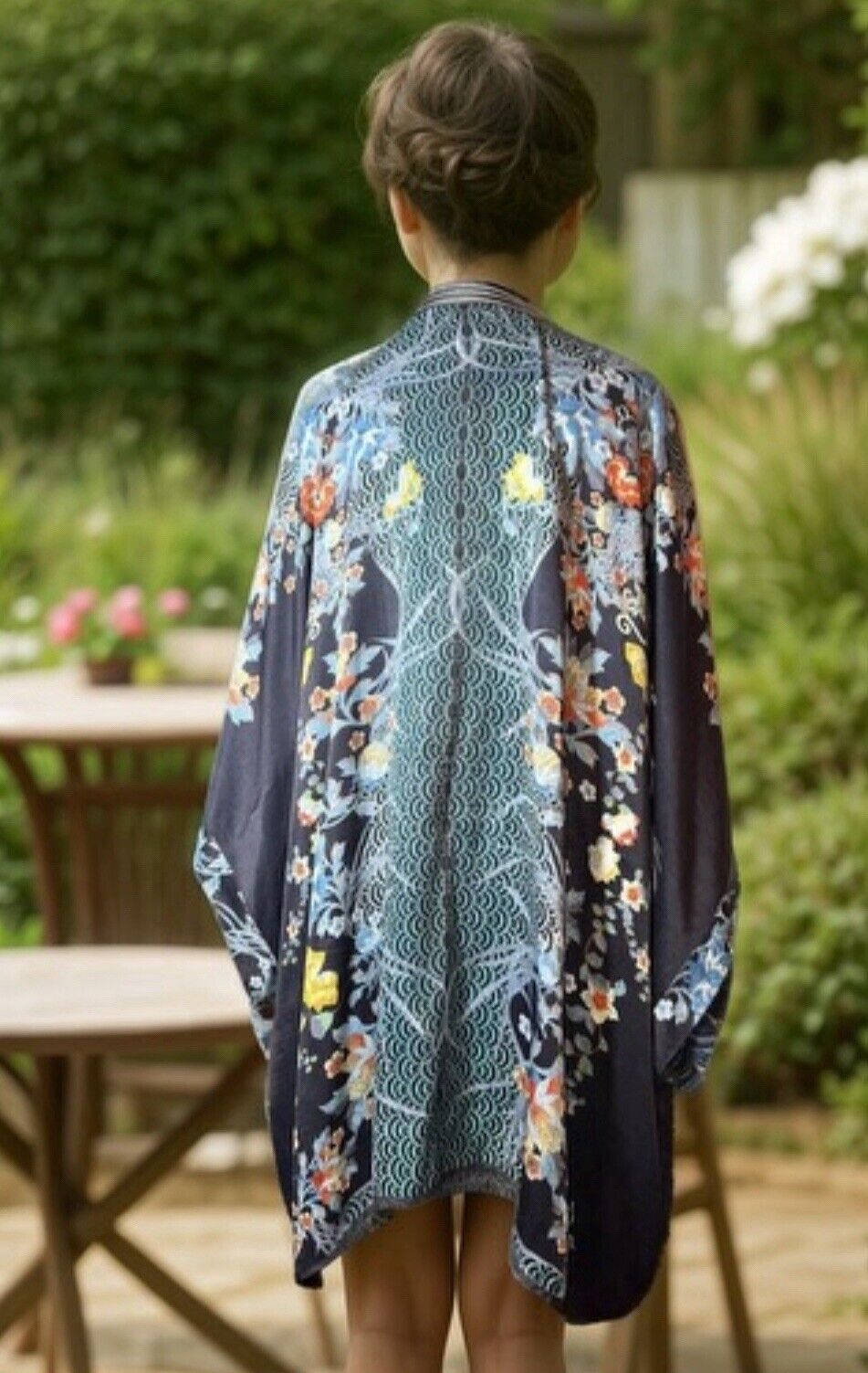 Johnny Was XXL Kimono Duster REVERSIBLE Wrap Cardigan Jacket Dragon Blues