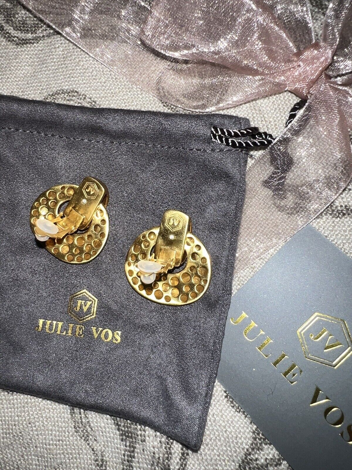 Julie Vos 24k Gold Plated Avalon Door Knocker Clip On Earrings