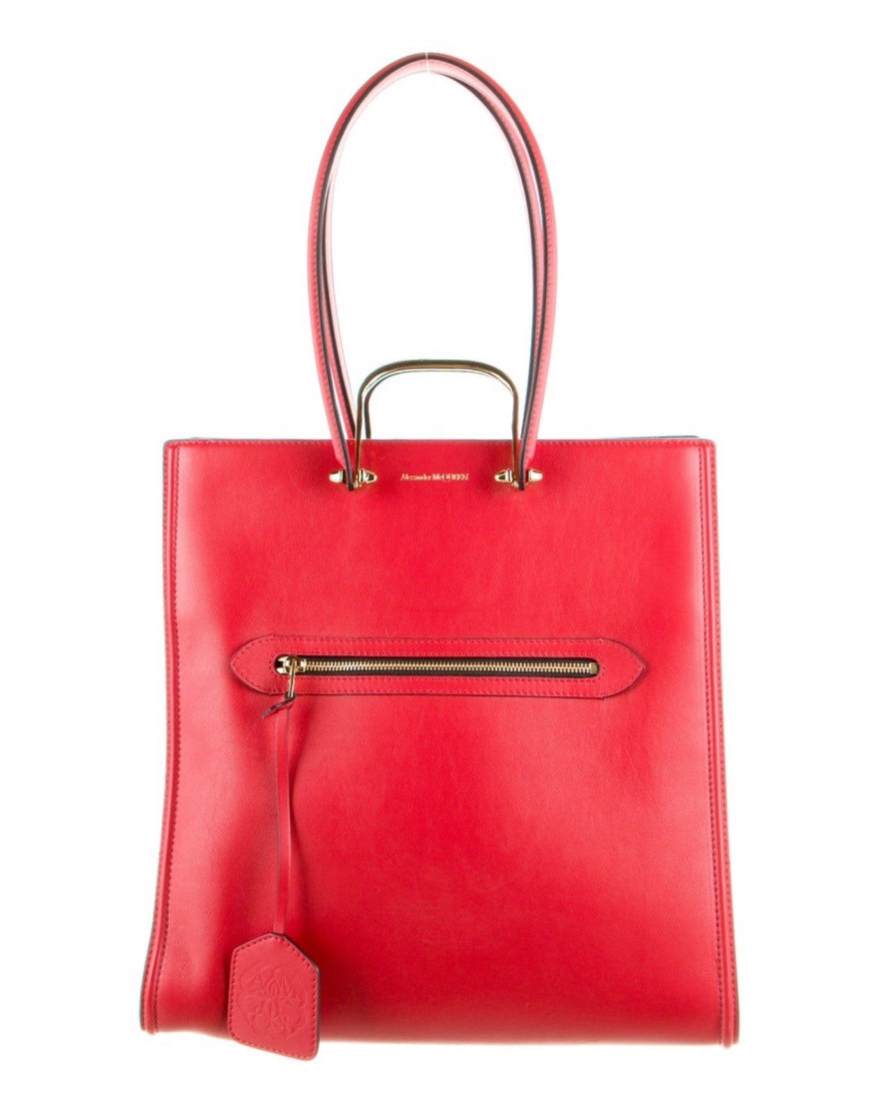 Alexander McQueen Red Leather Tall Story Bag/Tote Authenticated Retail $2590 WOW Alexander McQueen