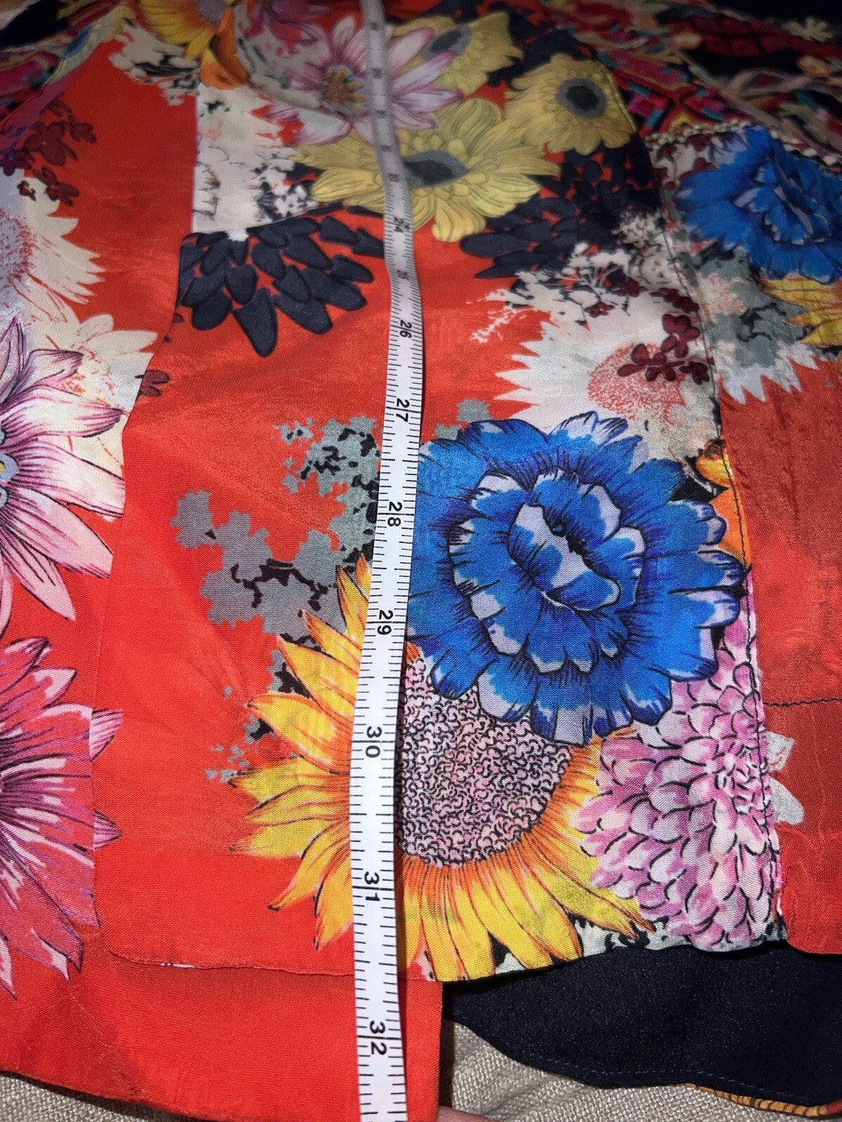 Johnny Was XXL 100% Silk Kimono Red & Black Floral Wrap Lightweight Cool Jacket Johnny Was