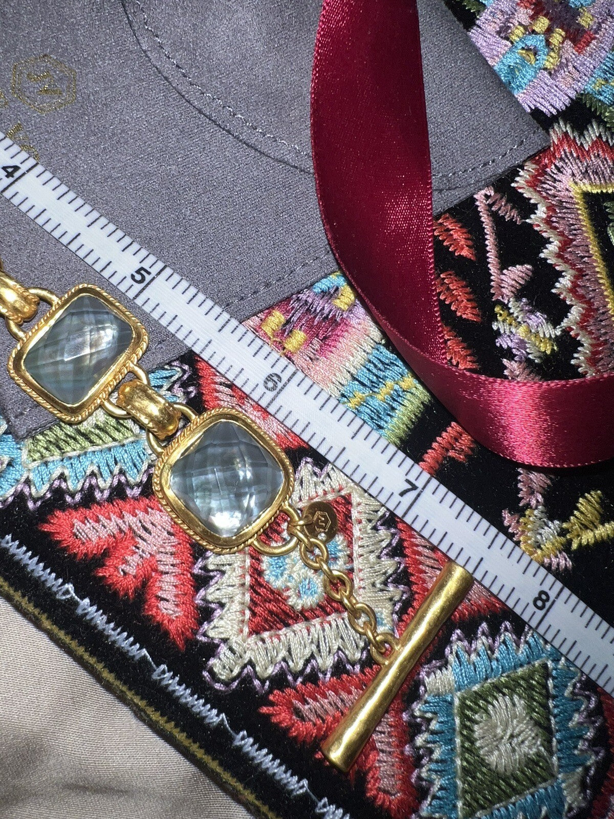 Julie Vos Iridescent Charcoal Blue Link Bracelet 24k Plate Adjustable Toggle Julie Vos