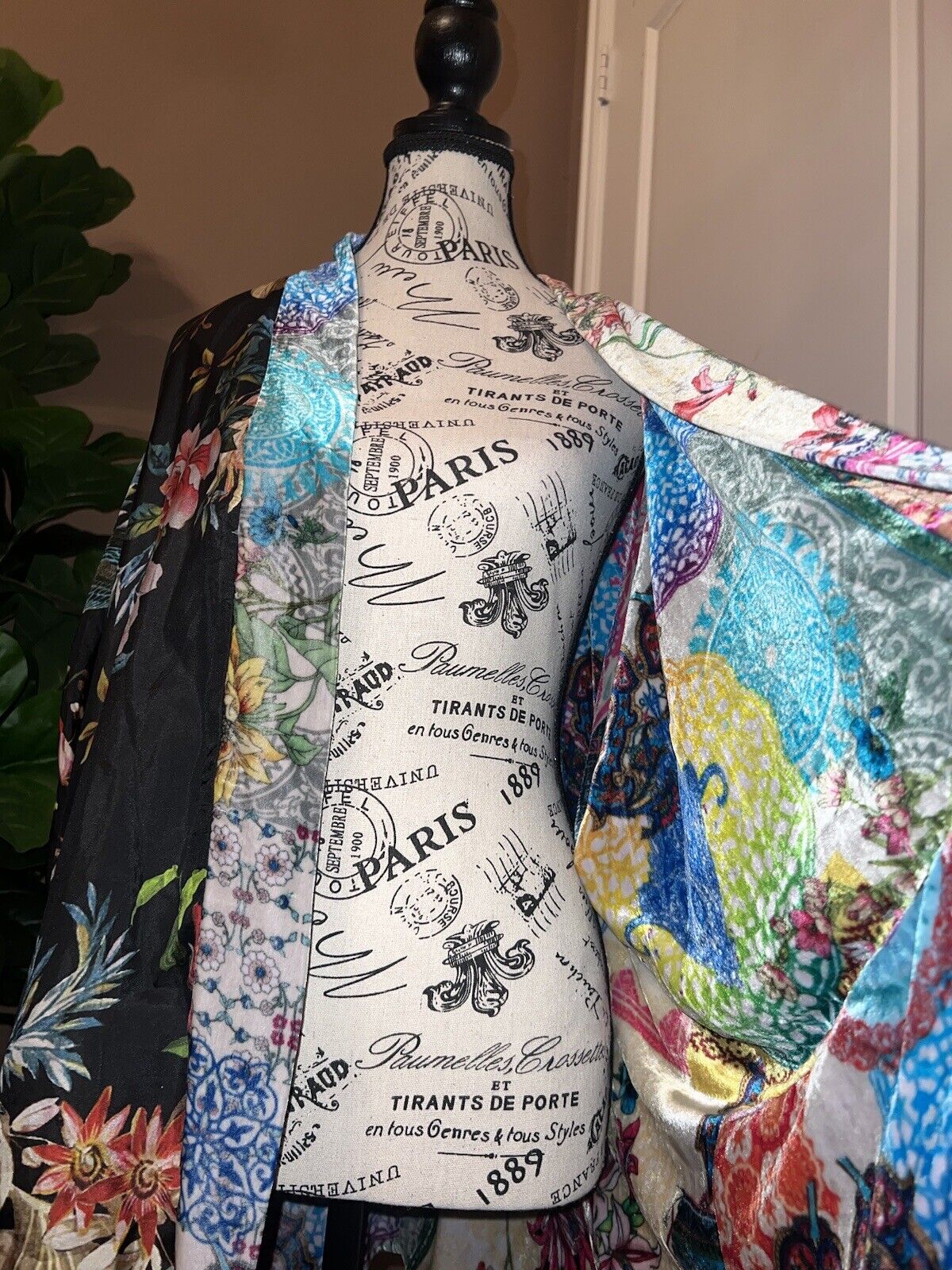 Johnny Was Velvet & Silk Kimono Wrap Sz XXL 2X 2XL Pockets REVERSIBLE