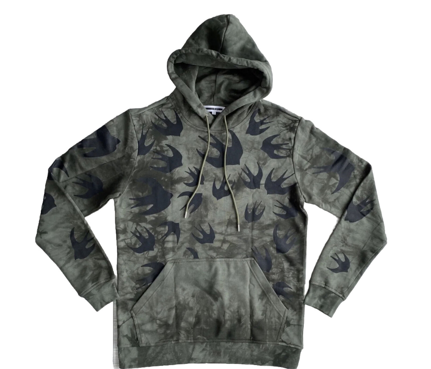 McQ Alexander McQueen Green Tie-Dye Swallows Hoodie Sweatshirt Swarm NWOT $440