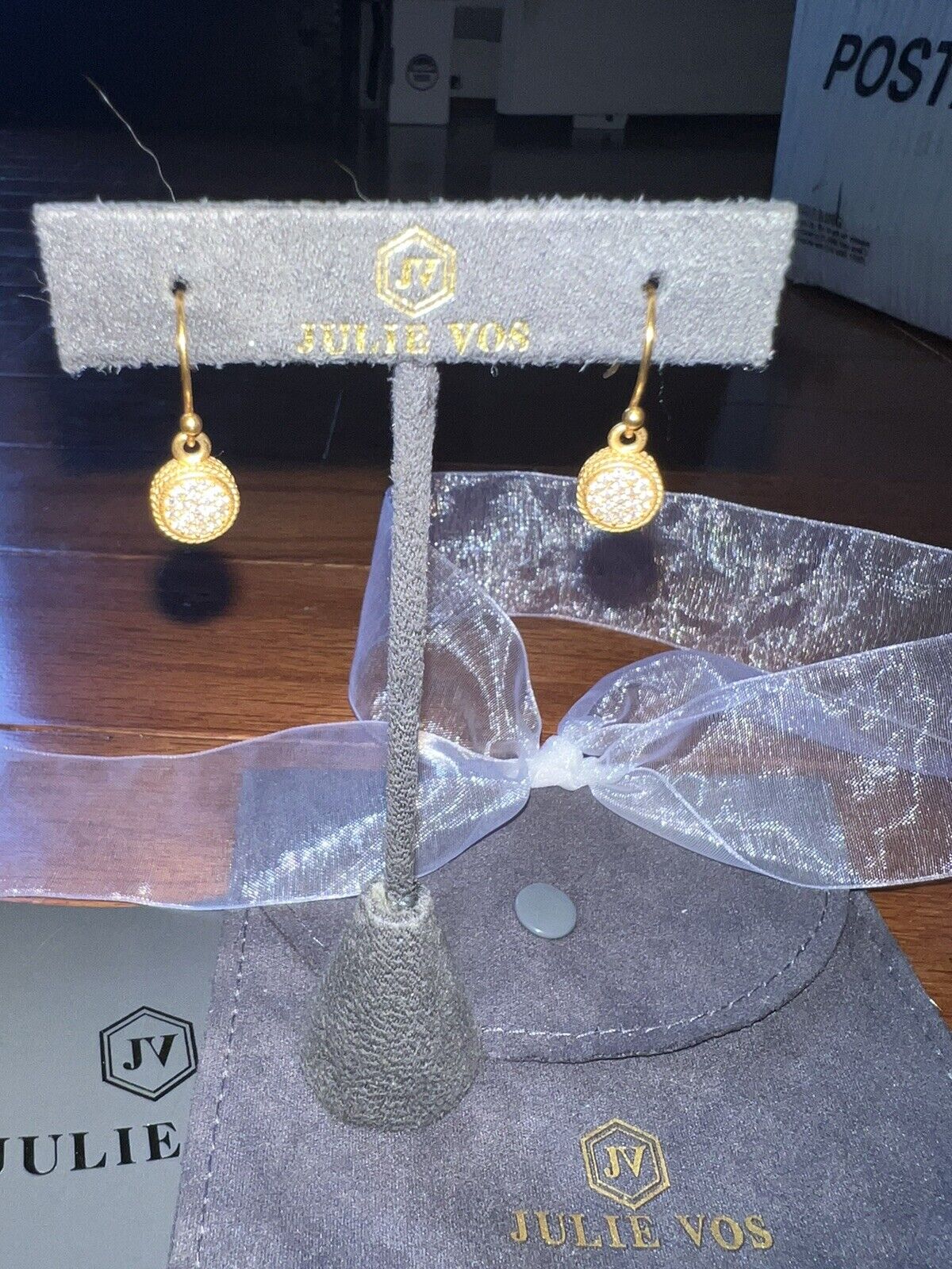 NEW 3pc Julie Vos Pave Earrings & CZ Stations Bracelet Bangle Sz Large NWOT