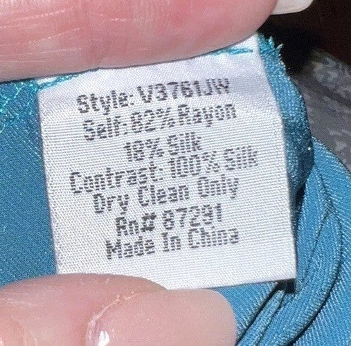 2 pc Johnny Was Large Teal Blue Velvet & Silk Tunic Top FREE Matching Undershirt Johnny Was