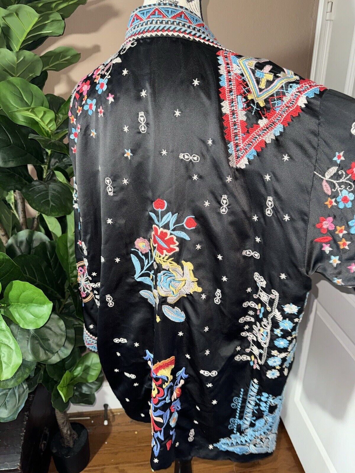 Johnny Was XL 1X Reversible KIMONO Jacket Coat Wrap Embroidery STUNNING