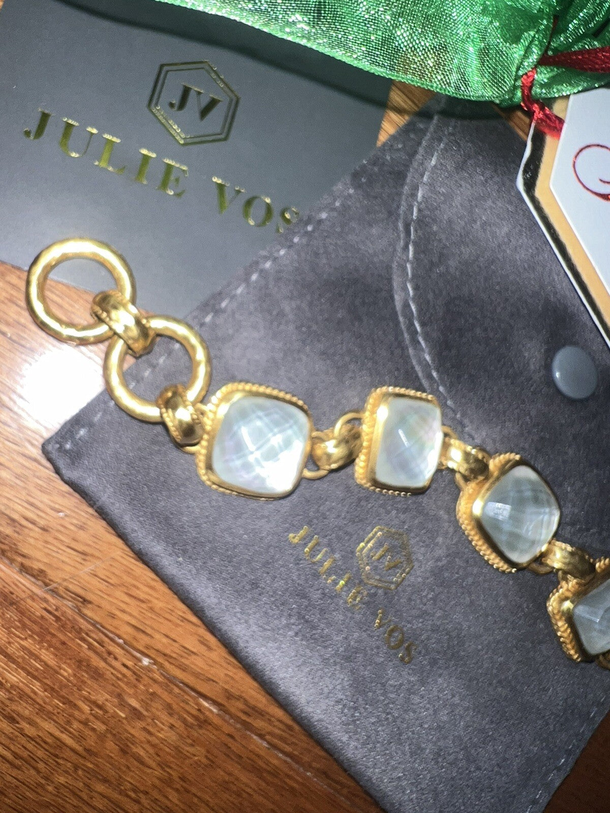 Julie Vos Beautiful Iridescent Clear Link Bracelet W/ Adjustable Toggle Julie Vos