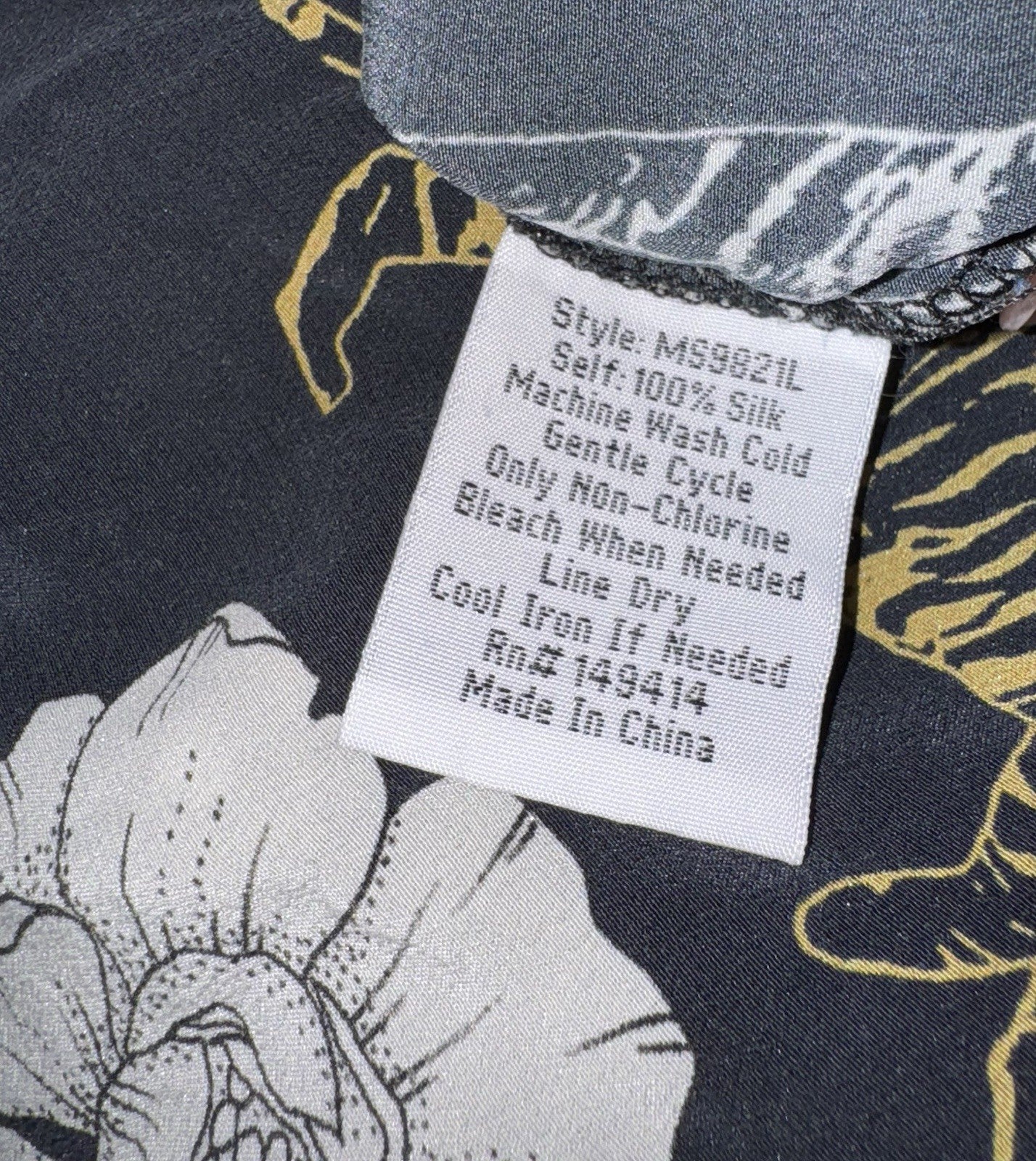 Johnny Was L 100% Silk KIMONO Black Tiger Print Cats Duster Lightweight Jacket Johnny Was