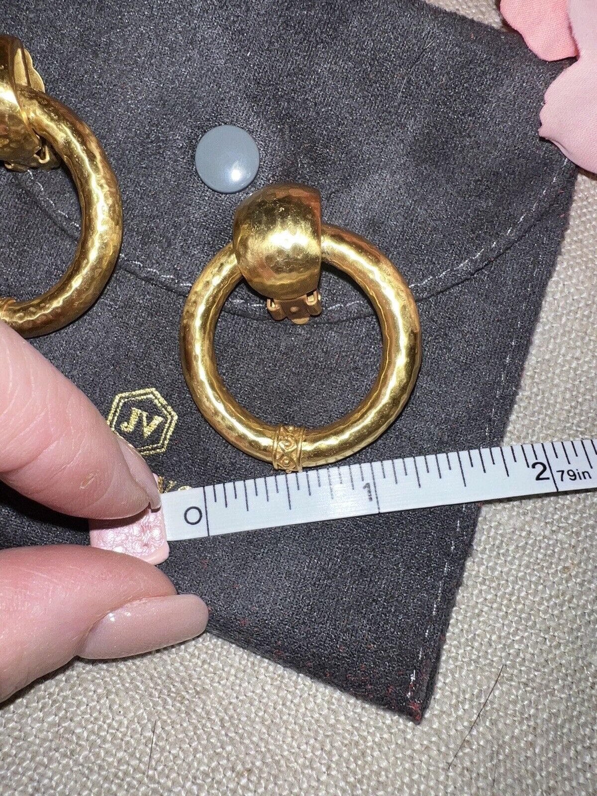 Julie Vos 24k Gold Plated Hoop Door Knocker Clip On Earrings