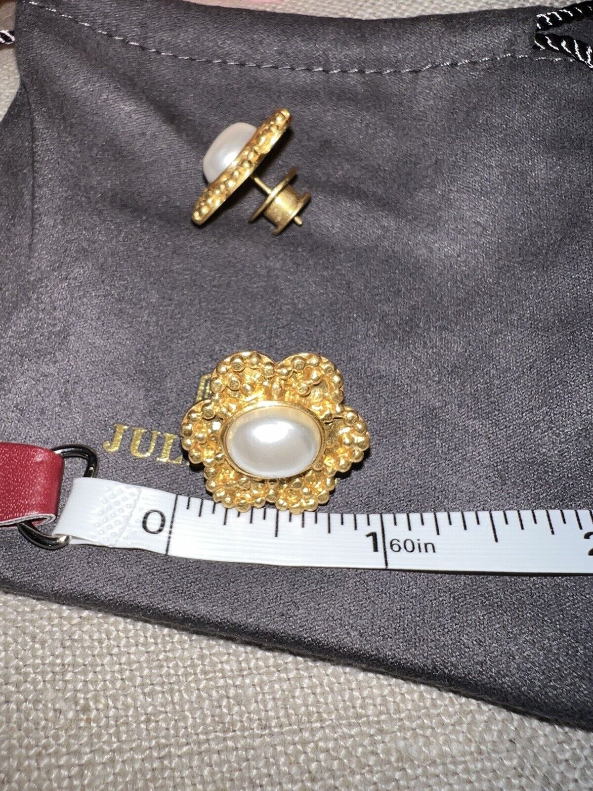 NEW Julie Vos Pearl & 24k Gold Plated Flower Statement Earrings NWOT