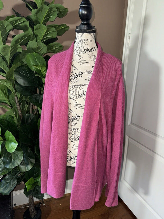 Eileen Fisher 2X Fushia Pink Cardigan Jacket Top Wrap Kimono Sweater Coat Soft