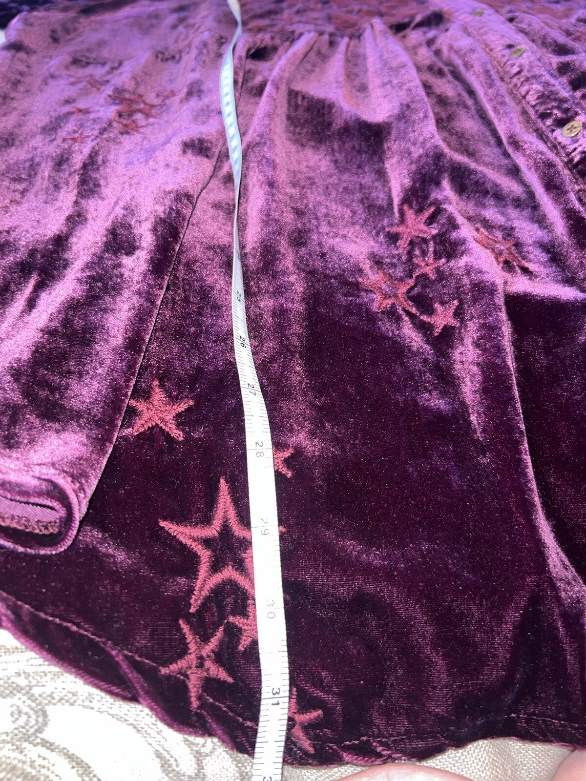 Johnny Was 1X Burgundy Wine Velvet Embroidered Shirt Tunic Top Button Up Johnny Was