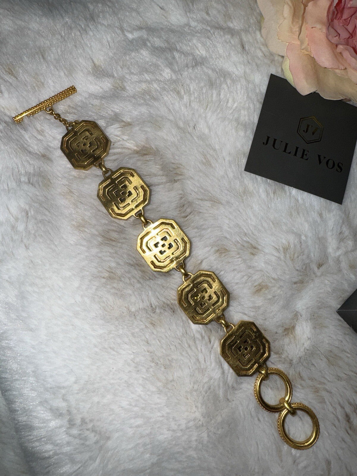 Julie Vos 8.5” Large Sz Gorgeous Link Bracelet Adjustable Toggle Multi Color Julie Vos