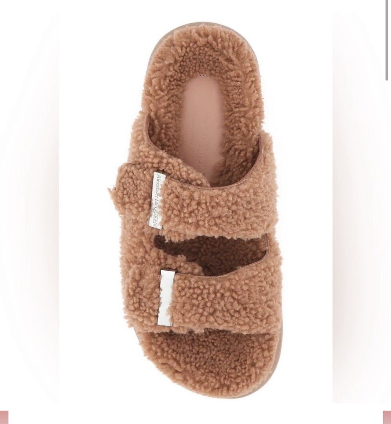 Alexander McQueen Double Strap Shearling Slides Sz 44 US 11  Retail $730